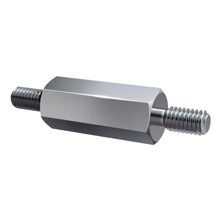 Abstandsbolzen M2 | Messing vernickelt | AG/AG | SW 4 mm