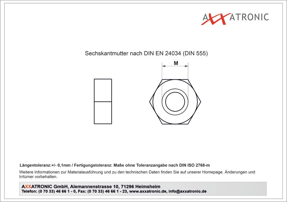 Muttern Polyamid technische Zeichnung