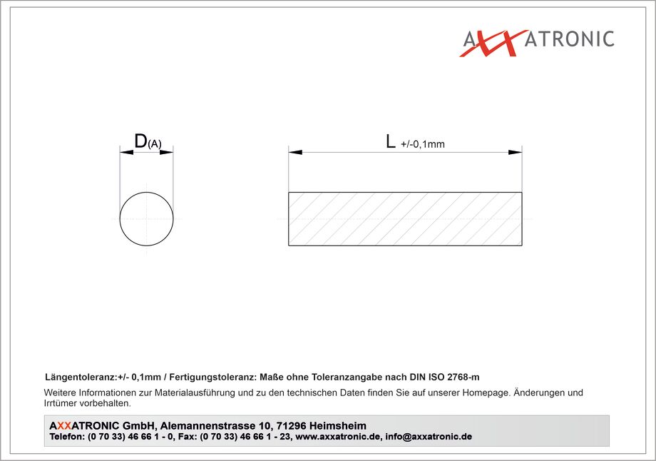 Abstandsrolle AD 4 mm / ID 0 mm | Polyamid massiv | massiv technische Zeichnung