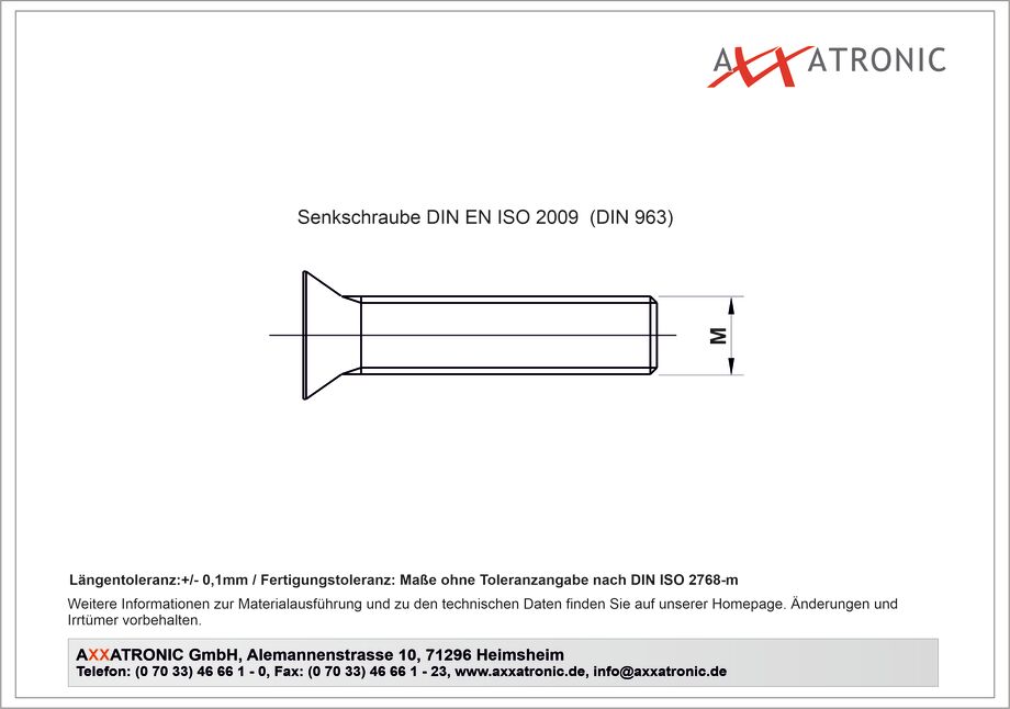 Kunststoffschraube M3 | Polyamid | DIN963 technische Zeichnung